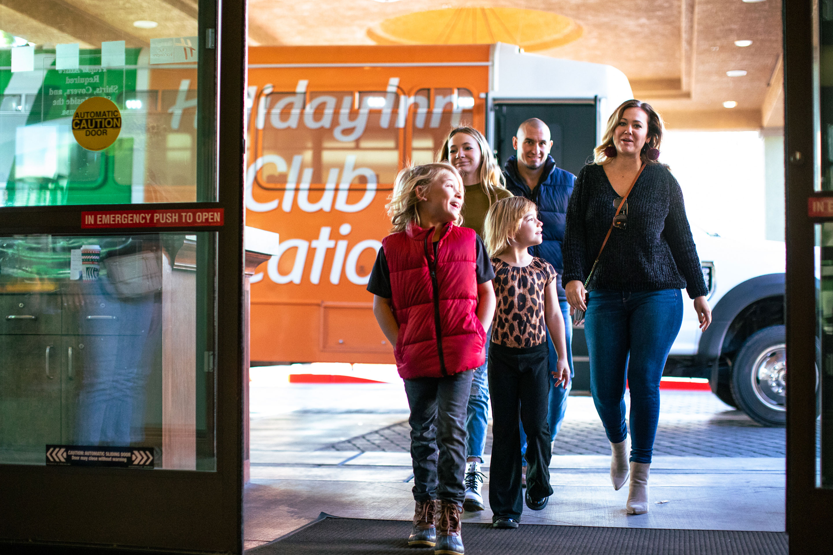 The Haby family exits the shuttle provided at our Desert Club Resort located in Las Vegas, Nevada.