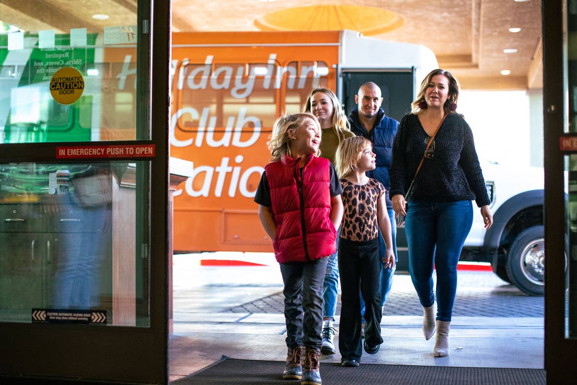 The Haby family exits the shuttle provided at our Desert Club Resort located in Las Vegas, Nevada.