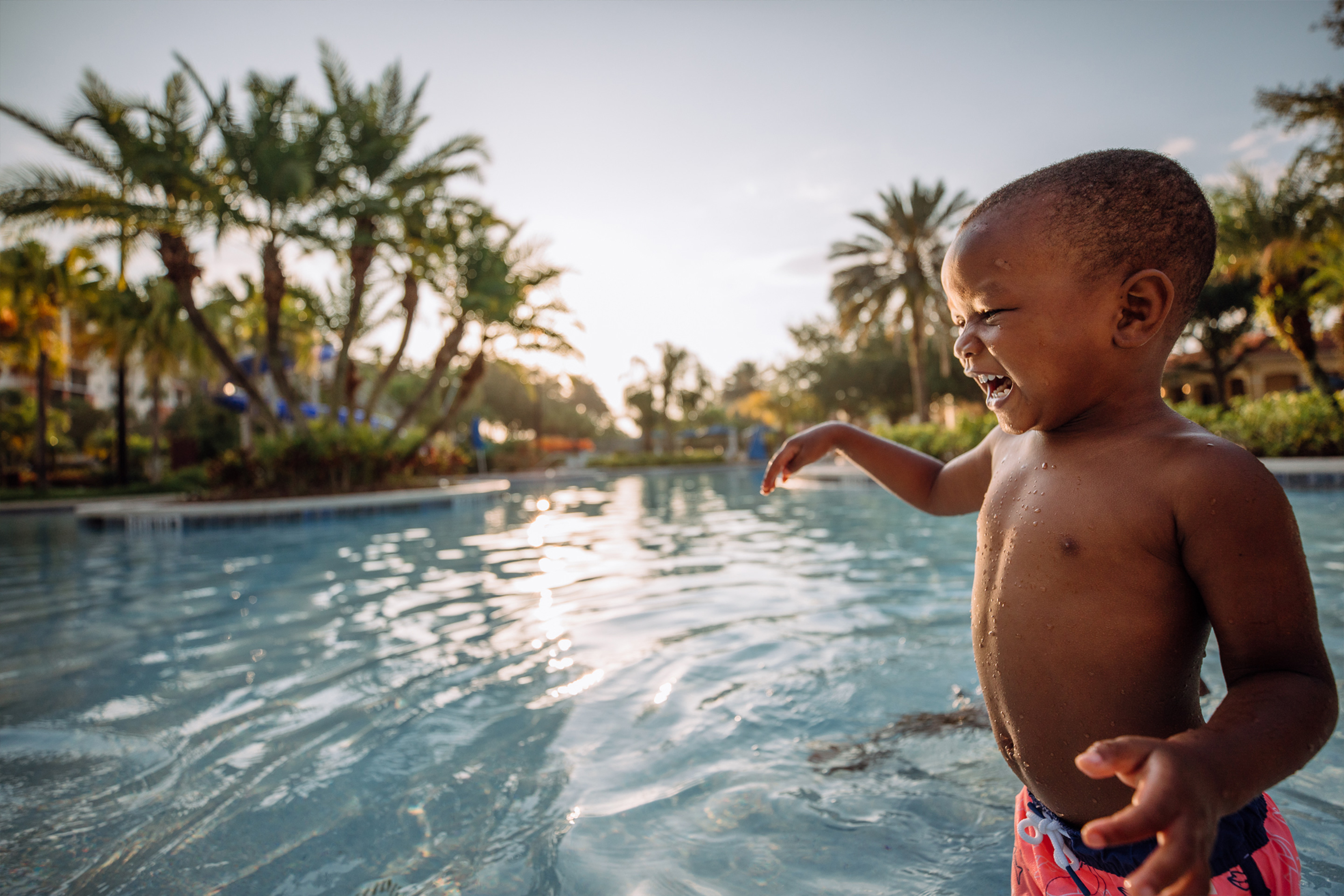 Krystin Godfrey's son, Judah in River Island at our Orange Lake Resort located in Orlando, FL.