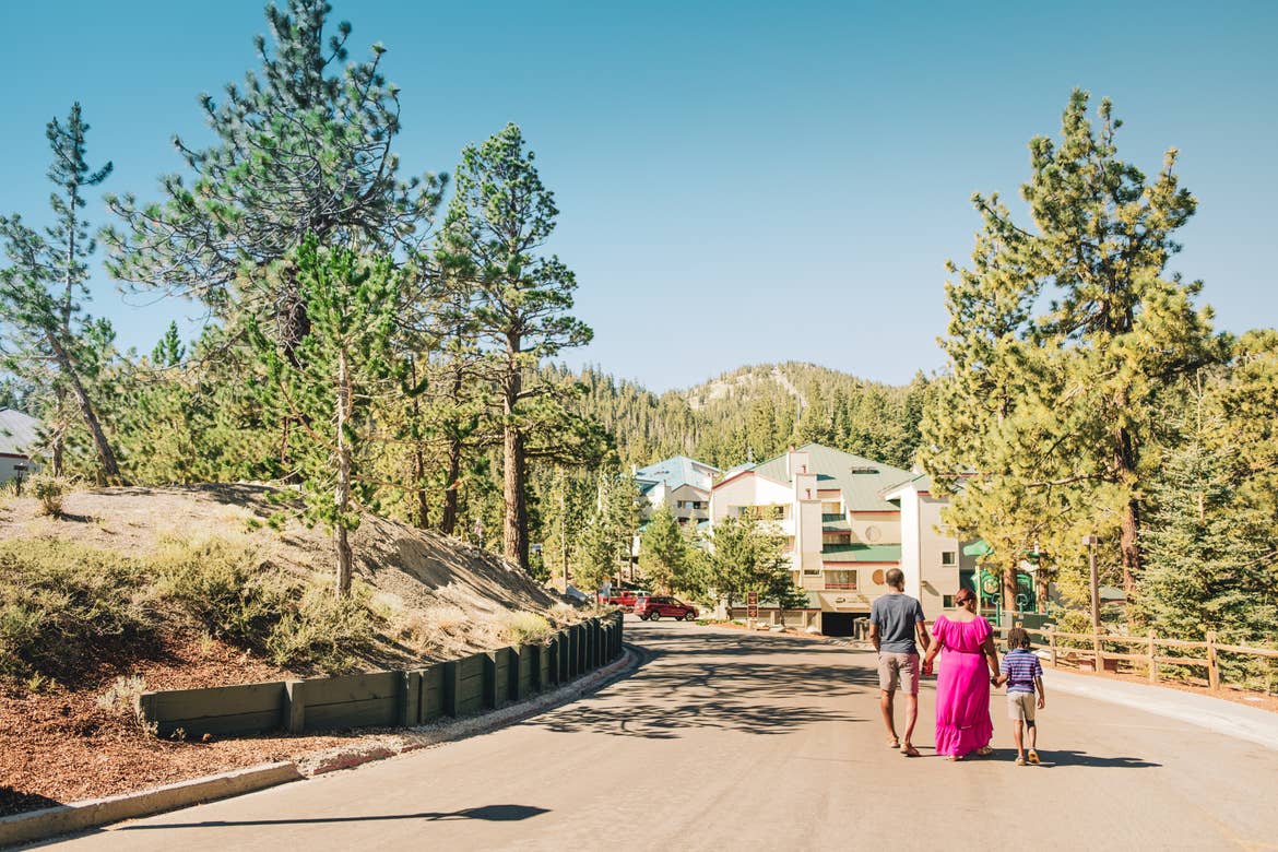 Karen and her family exploring Tahoe Ridge Resort.