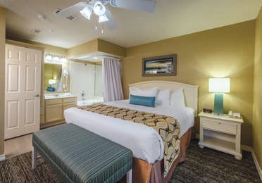 Bedroom in a two-bedroom villa at Galveston Seaside Resort