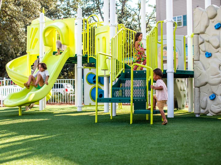 Children playing on playground at South Beach Resort in Myrtle Beach, South Carolina
