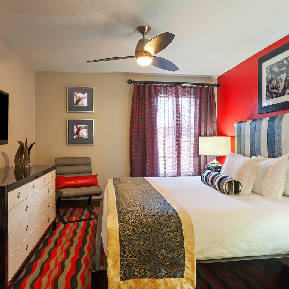 Bedroom in a Signature Villa at Desert Club Resort in Las Vegas