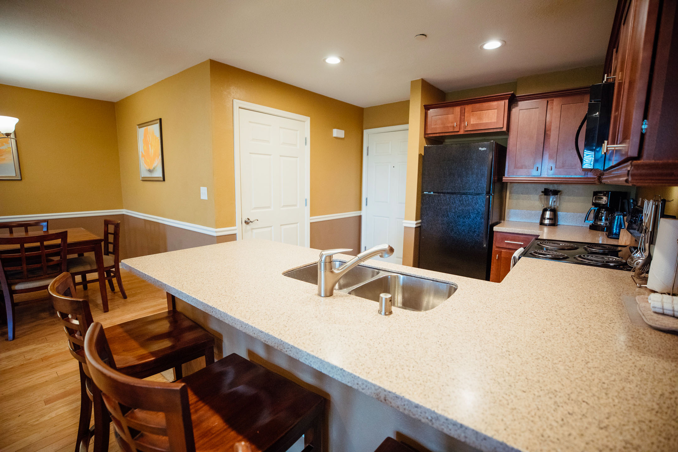 Kitchen in a three-bedroom ambassador villa at Galveston Seaside Resort