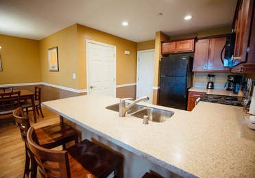 Kitchen in a three-bedroom ambassador villa at Galveston Seaside Resort