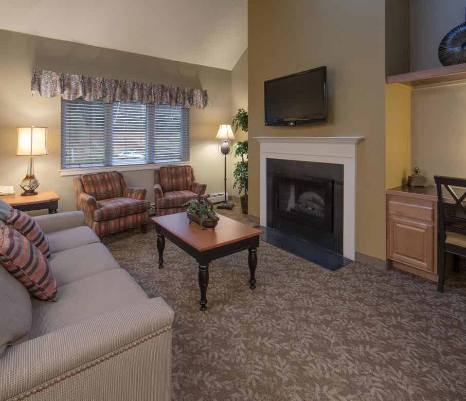 Living room in a three-bedroom villa at Mount Ascutney Resort in Brownsville, VT