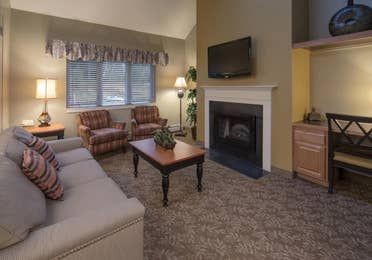 Living room in a three-bedroom villa at Mount Ascutney Resort in Brownsville, VT
