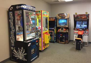Game room with arcade games at Williamsburg Resort in Williamsburg, Virginia.