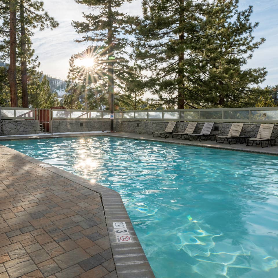 An outdoor pool at Tahoe Ridge Resort