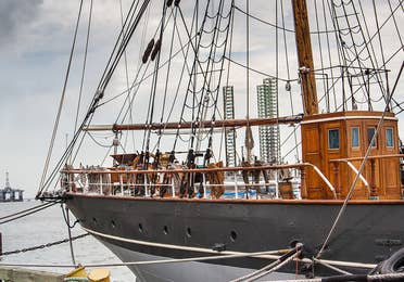 Image of Tall Ship Elissa near Galveston Beach, Texas.