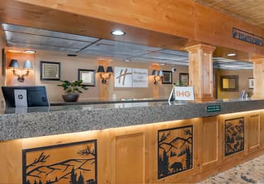 The Clubhouse front desk at Tahoe Ridge Resort in Stateline, Nevada.
