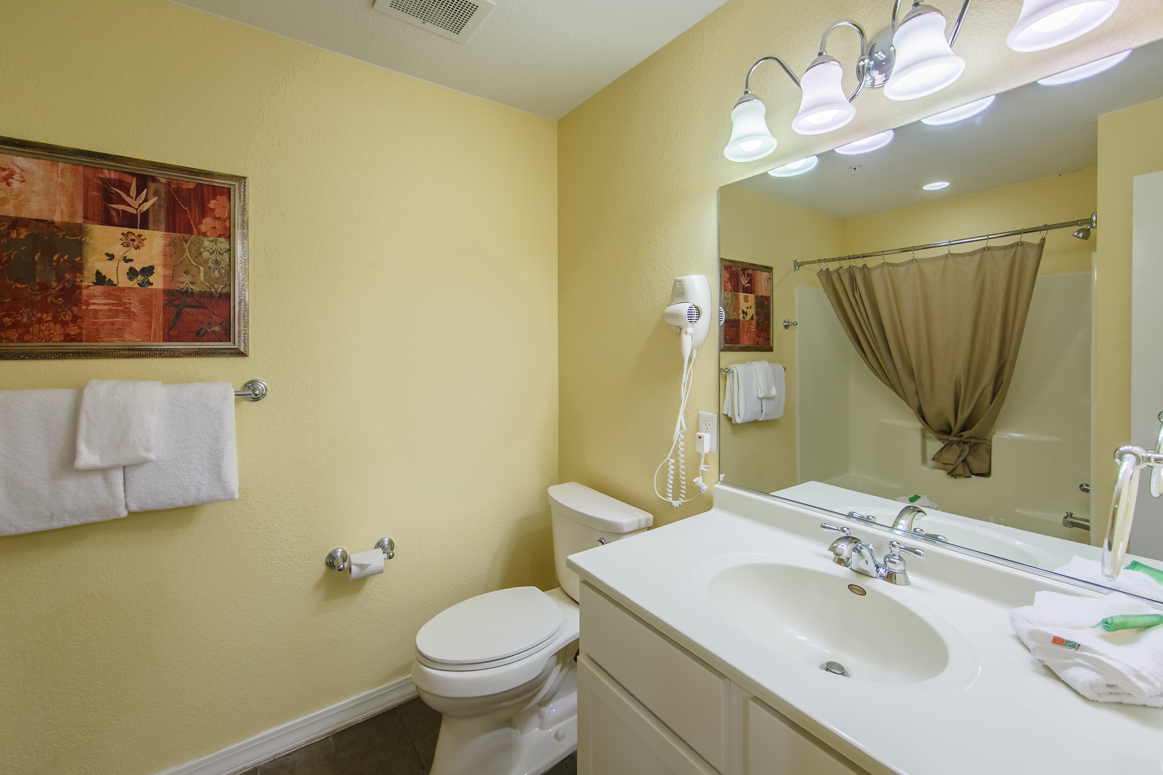 Bathroom in a two-bedroom presidential villa at the Hill Country Resort in Canyon Lake, Texas.