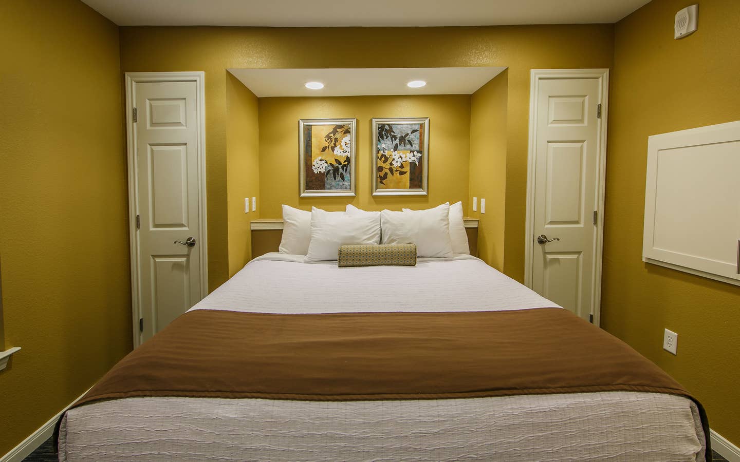 Bedroom in a two-bedroom ambassador villa at the Hill Country Resort in Canyon Lake, Texas.