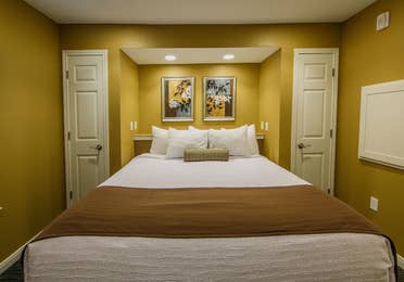 Bedroom in a two-bedroom ambassador villa at the Hill Country Resort in Canyon Lake, Texas.