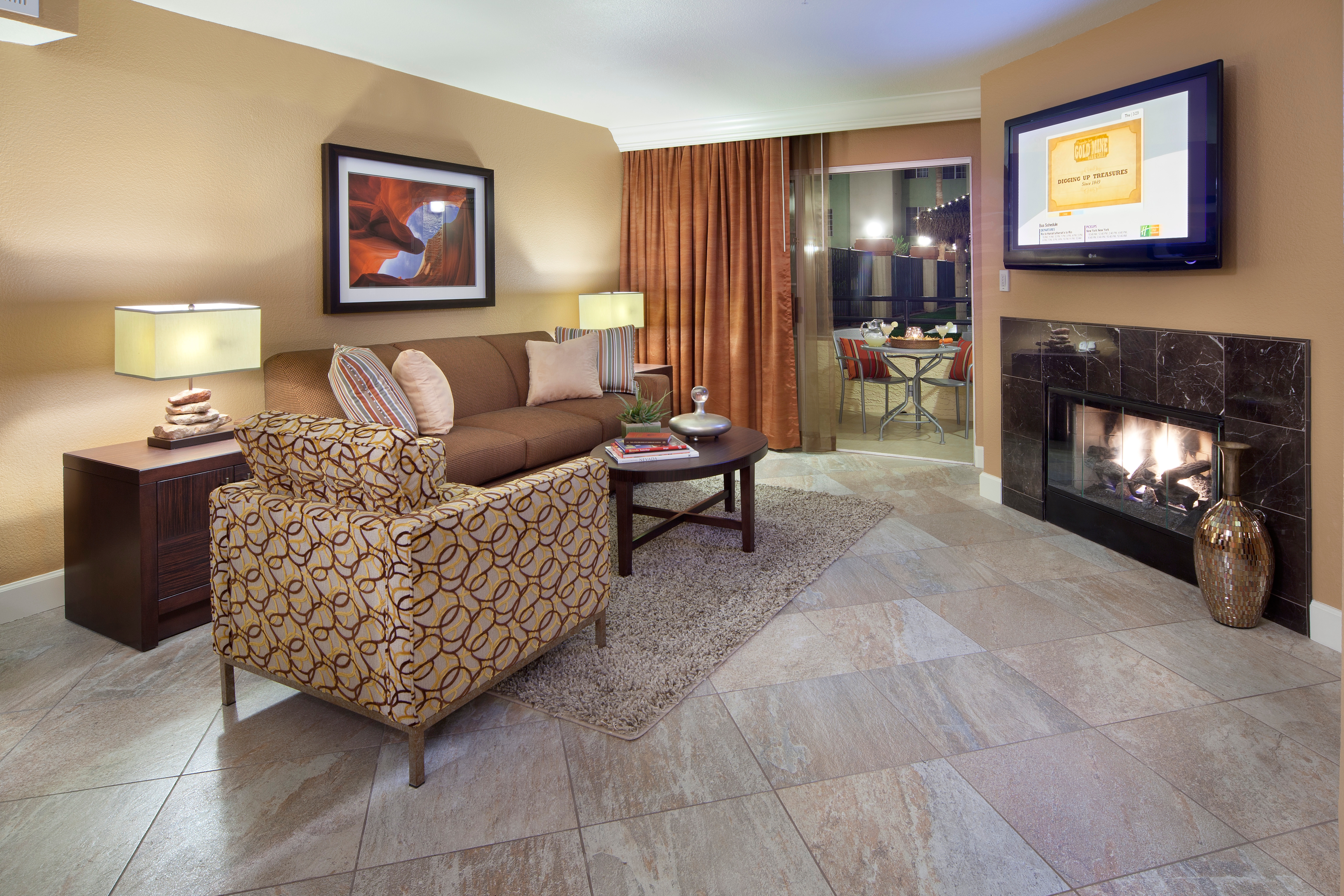 Living room in a one-bedroom villa at Desert Club Resort in Las Vegas