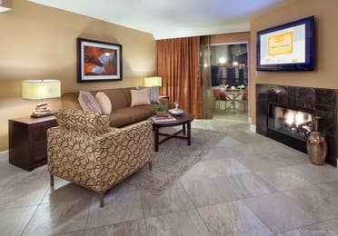 Living room in a one-bedroom villa at Desert Club Resort in Las Vegas
