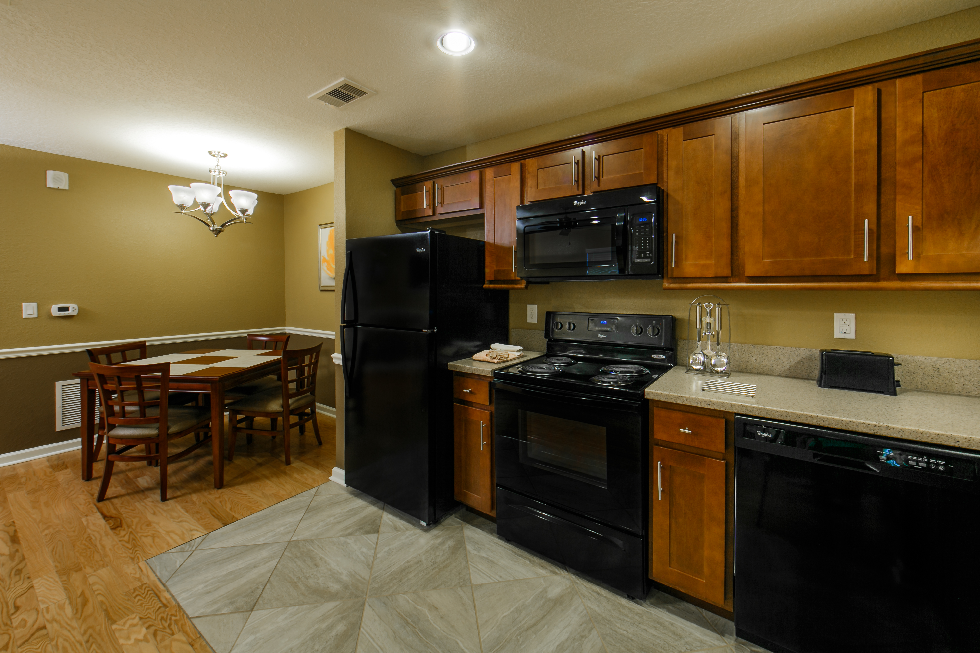 Kitchen in a villa at Orlando Breeze Resort.