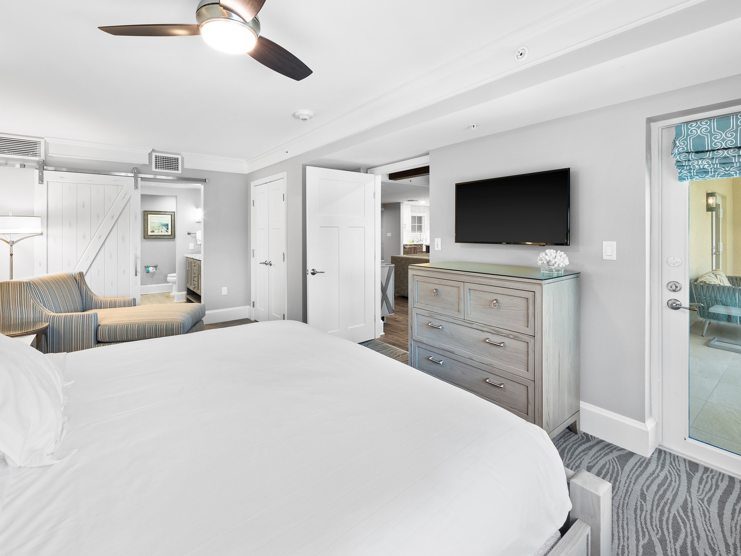 Bedroom in a four-bedroom Signature Collection villa at Cape Canaveral Resort.