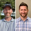 Left: Author, Ben Henderson, wears a baseball cap and a striped polo outdoors. Right: Author, Andy Burns, wears a flannel in a portrait.
