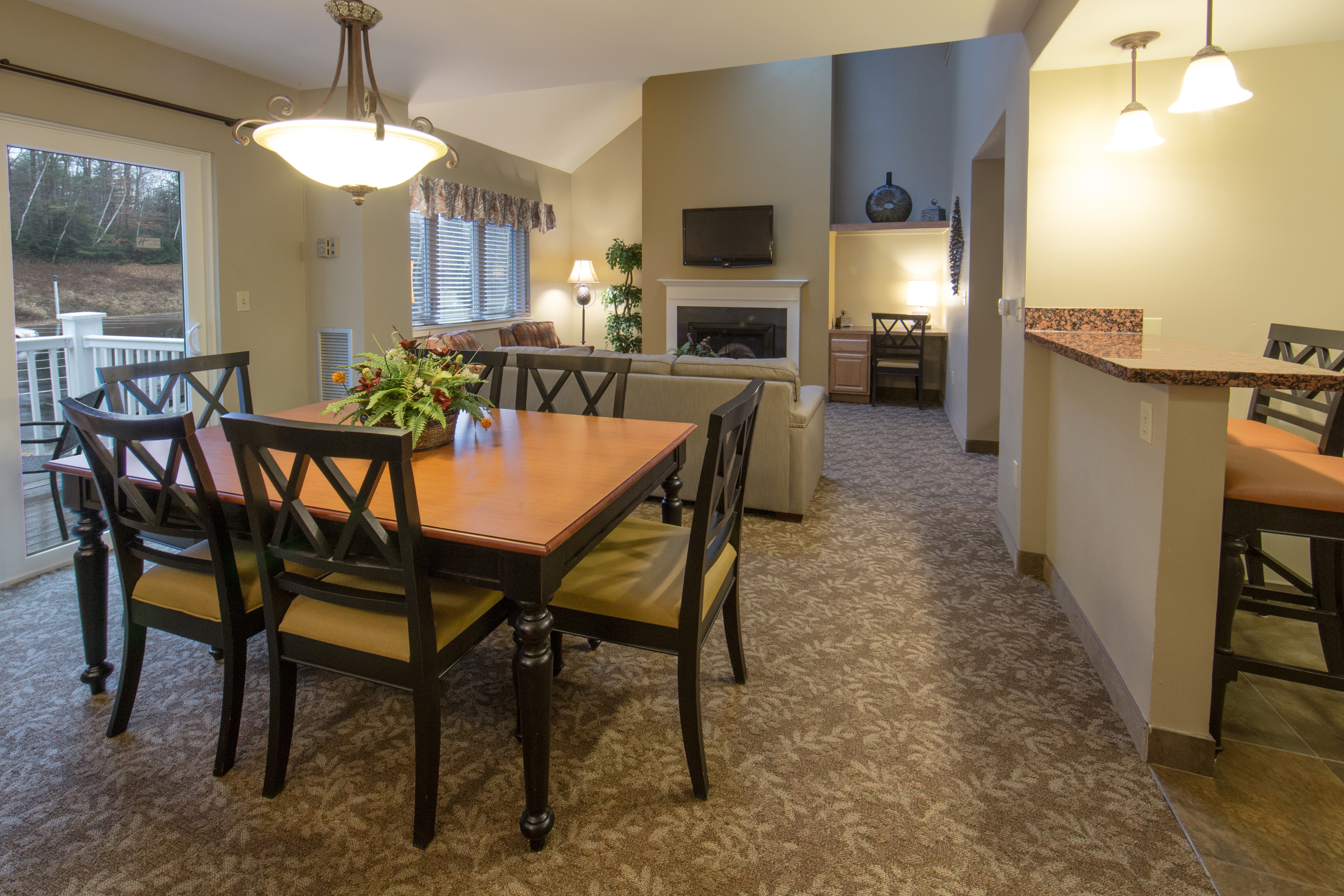 Dining room in a three-bedroom villa at Mount Ascutney Resort in Brownsville, VT