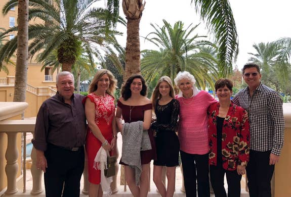 Chantal and her family loves the ballet, and it’s a tradition to travel and see The Nutcracker together. She’s here with her parents, mother-in-law, husband, and both daughters.