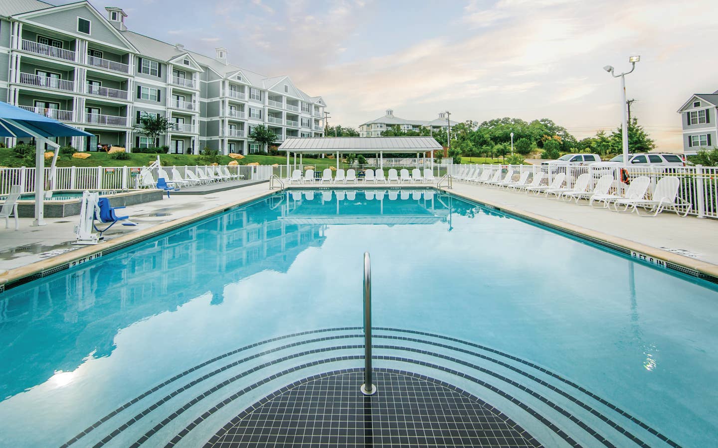 Outdoor pool at Hill Country Resort in Canyon Lake, Texas.