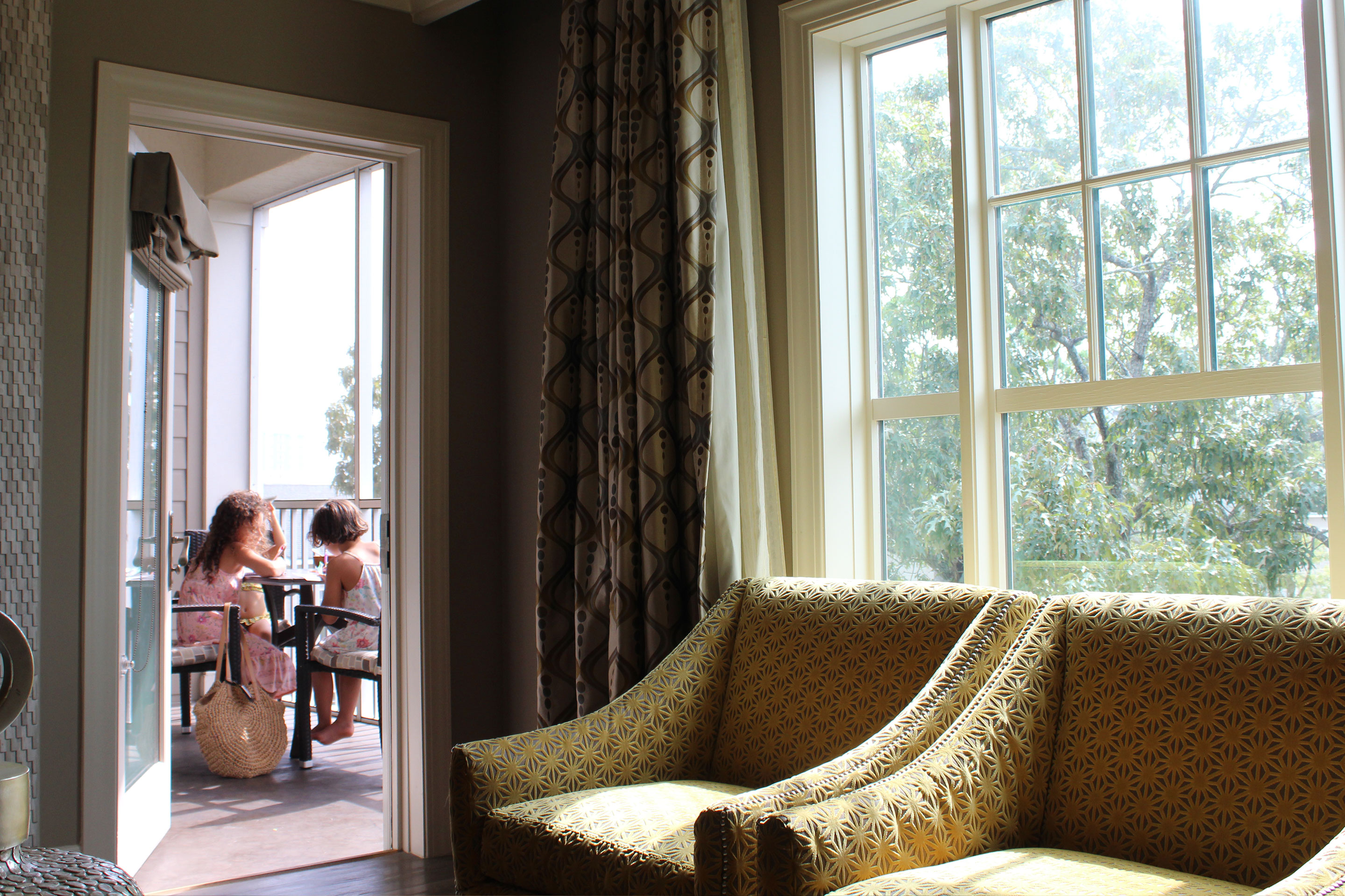 Brendas daughters journal on the patio of the villa.