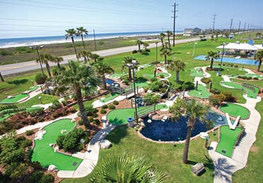 Aerial view of mini golf course at Galveston Seaside Resort.