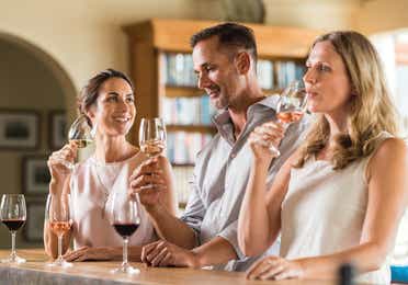 Family enjoying wine at a bar near Orange Lake Resort in Orlando, Florida