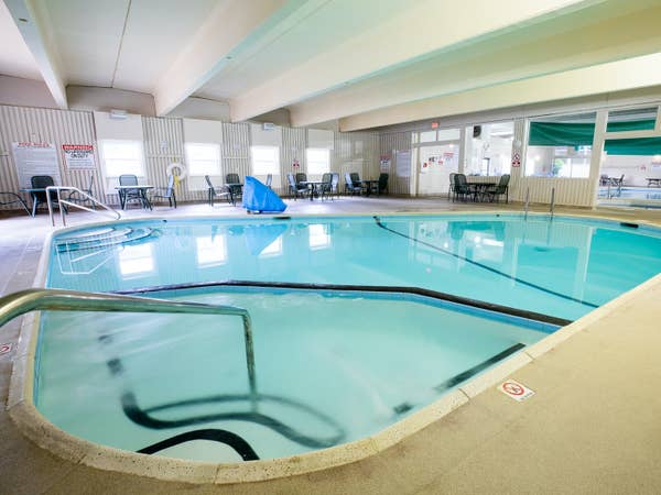 Indoor hot tub at Oak n' Spruce Resort in South Lee, Massachusetts