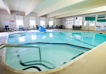 Indoor hot tub at Oak n' Spruce Resort in South Lee, Massachusetts