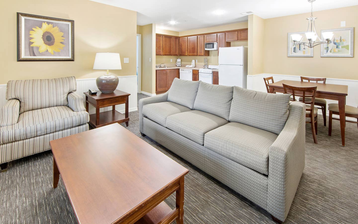 Living room in a one-bedroom ambassador villa at the Hill Country Resort in Canyon Lake, Texas.
