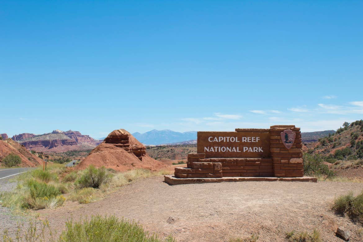 Capitol Reef National Park monument sign