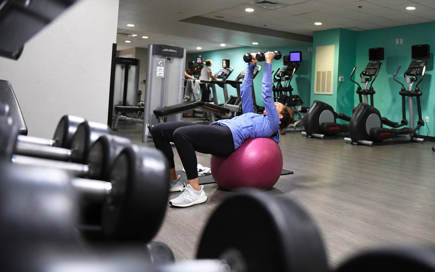 Guest exercising in fitness center at Orange Lake Resort near Orlando, Florida
