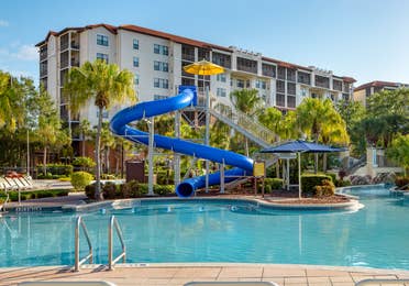 Waterslide and swimming pool at Orange Lake Resort near Orlando, Florida