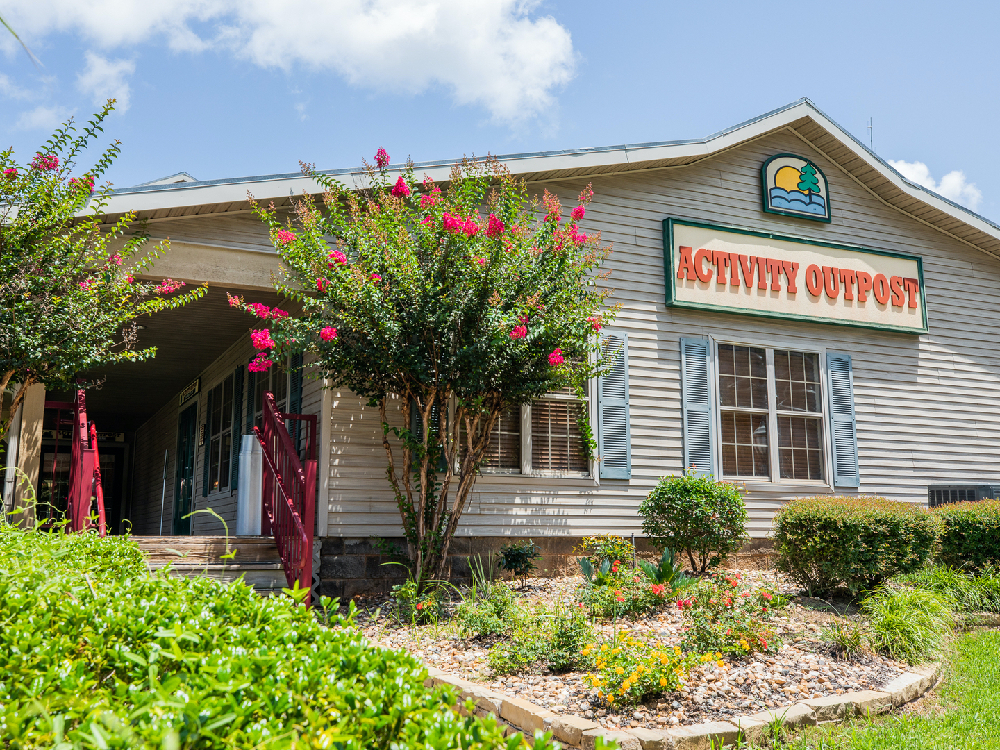 Exterior shot of Activity Center at Villages Resort in Flint, Texas.