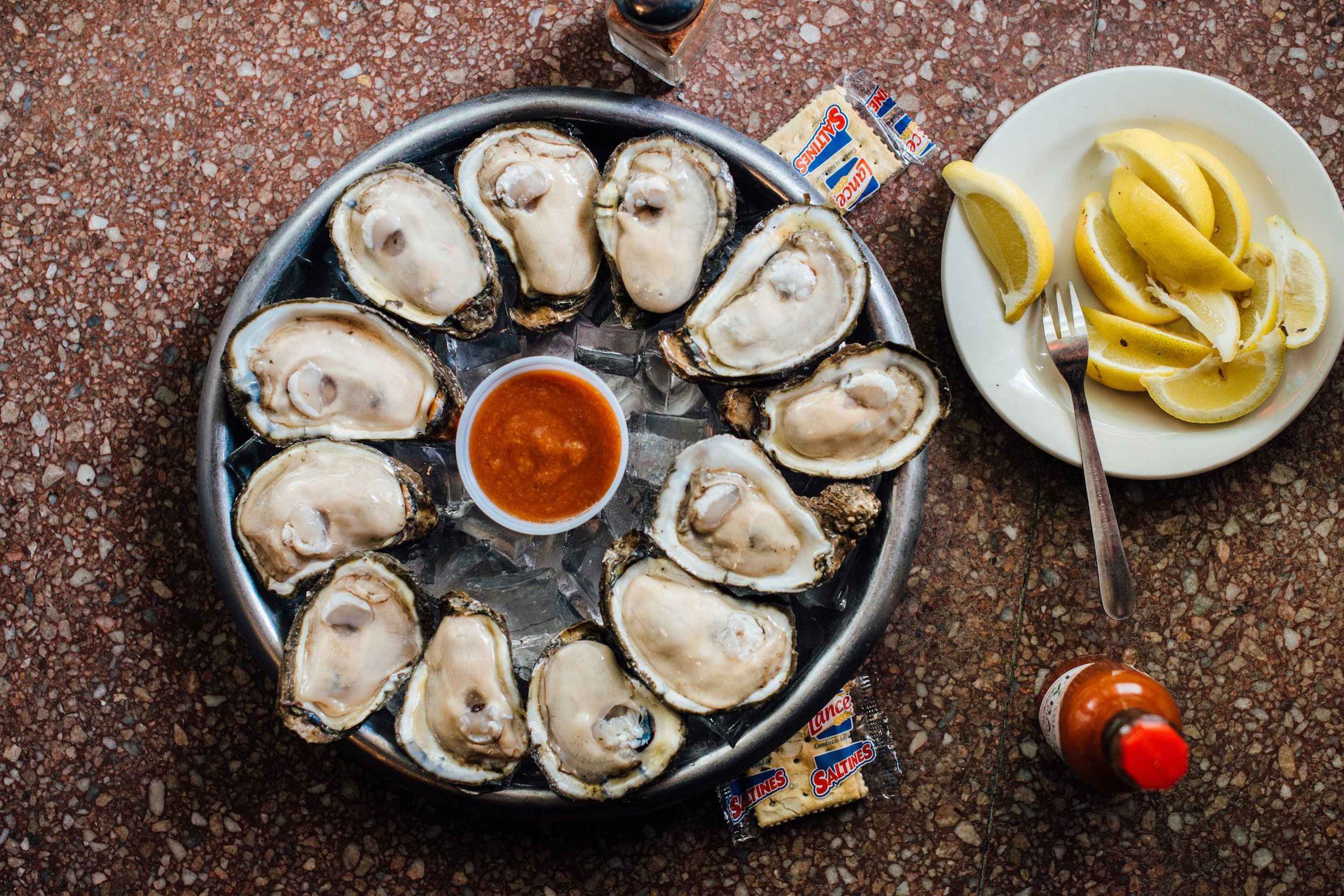 Felix's Oyster bar Oyster spread.