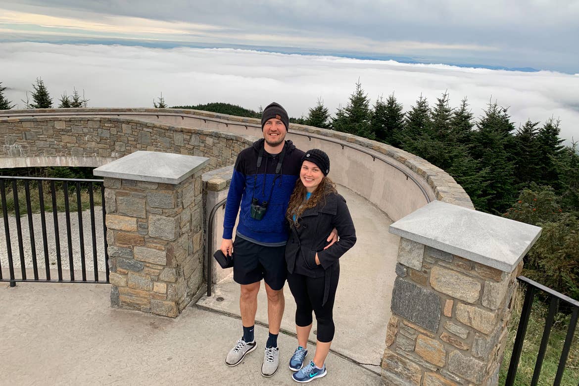 Ashley and her fiance Nicholas at Mount Mitchell in Asheville, NC