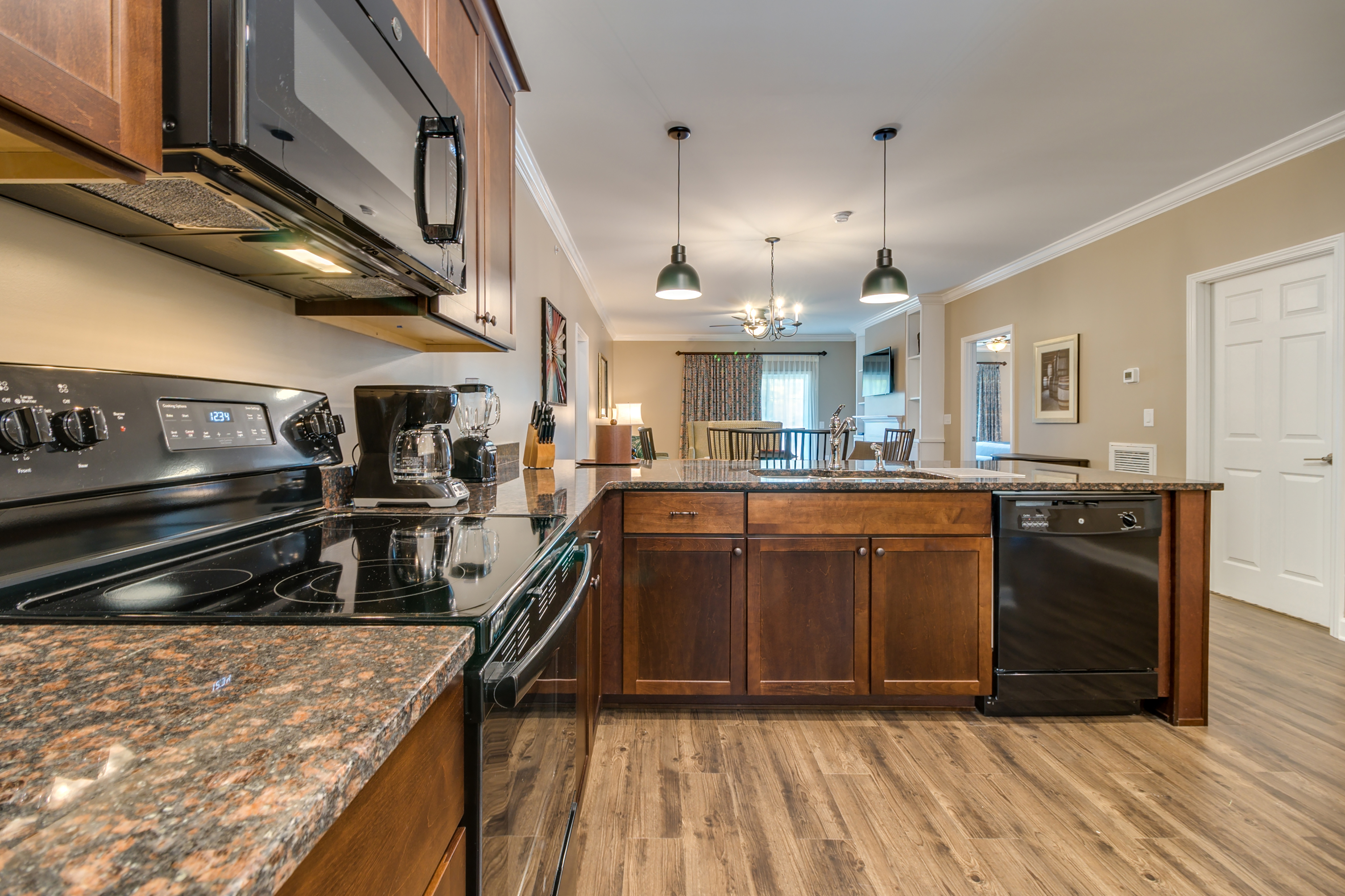 Kitchen in a three-bedroom villa at Williamsburg Resort