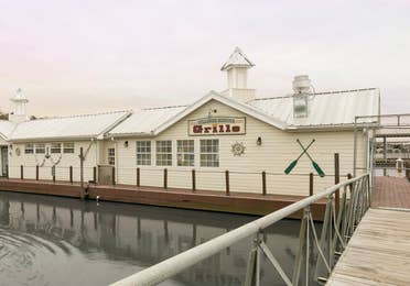 Exterior view of Harbour Grille at Villages Resort in Flint, Texas.
