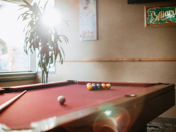 Billiards table in game room at Tahoe Ridge Resort in Stateline, Nevada