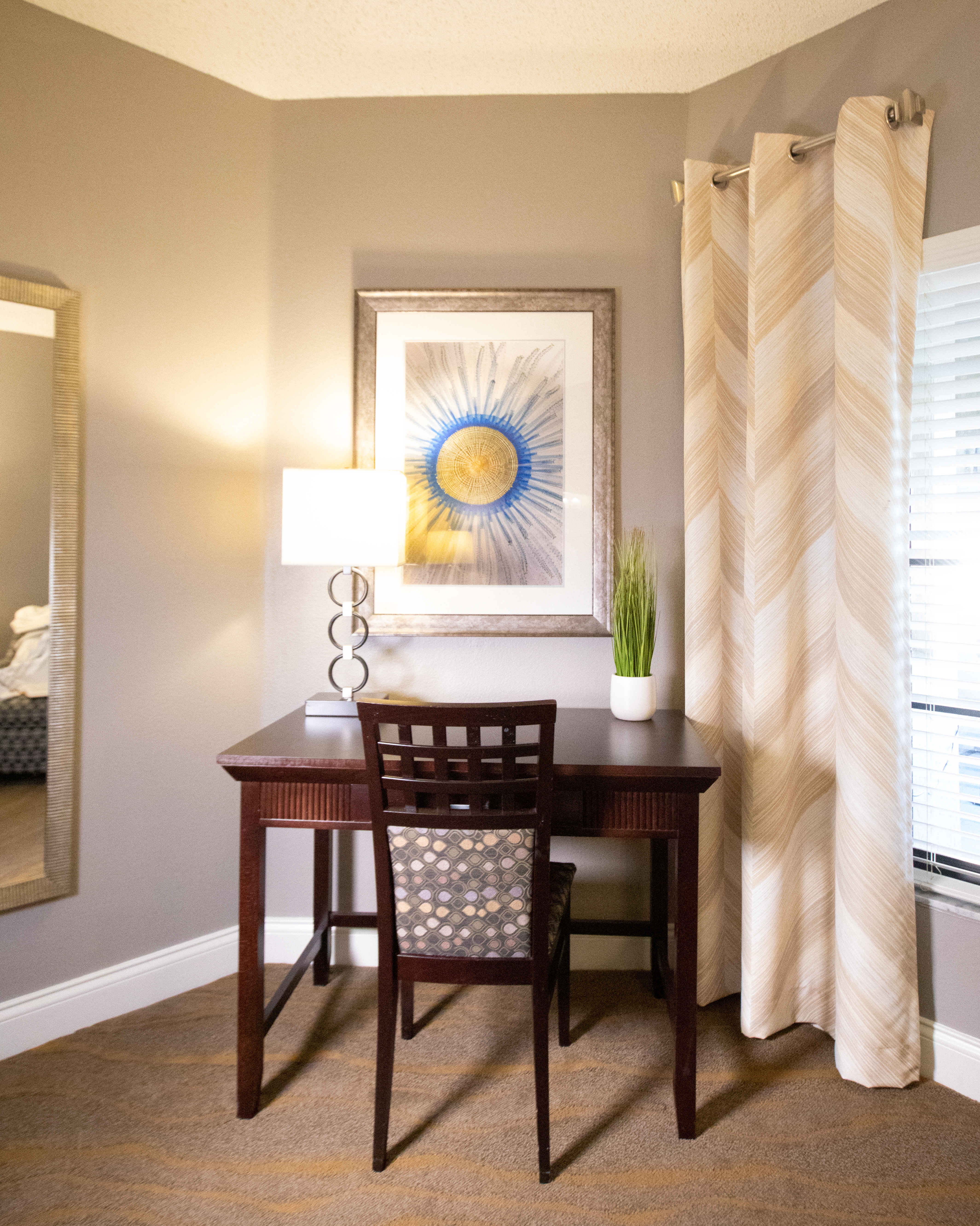 Desk beside a window in a villa in East Village at Orange Lake Resort near Orlando, Florida