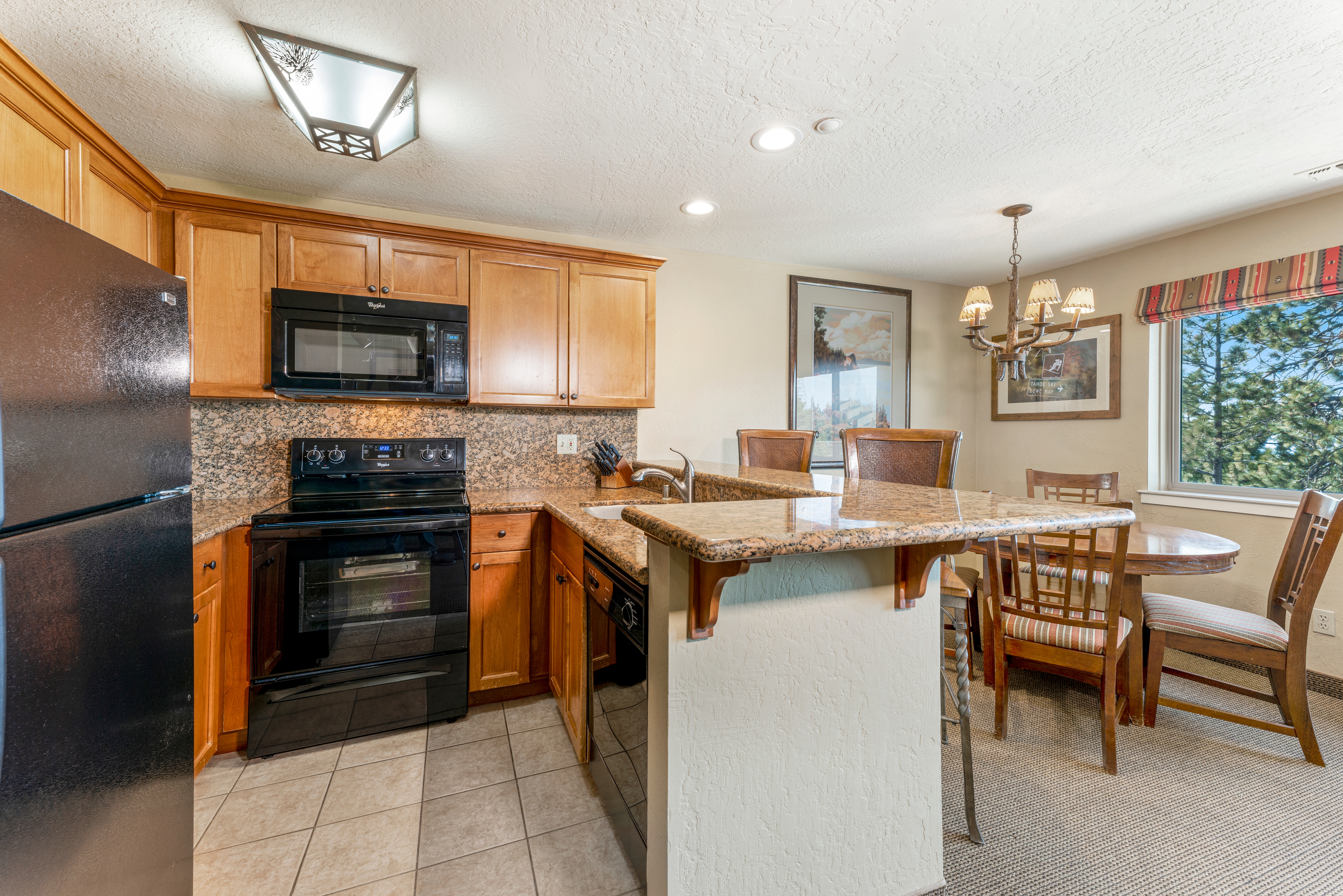 Kitchen in a Ridge View one-bedroom villa at Tahoe Ridge Resort