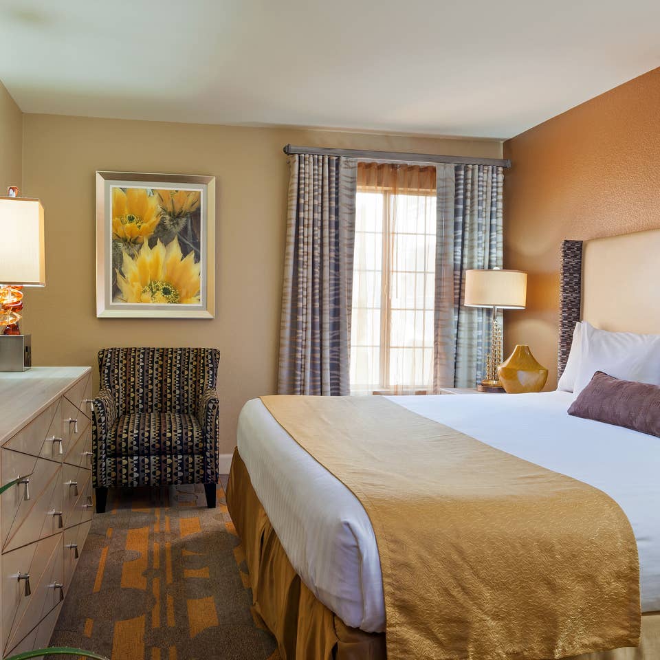 Bedroom in a one-bedroom villa at Desert Club Resort in Las Vegas