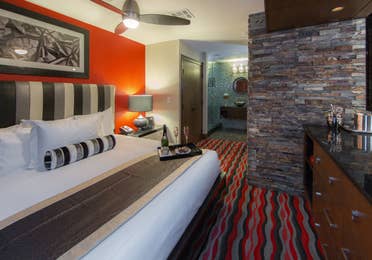 Bedroom in a studio Signature Villa at Desert Club Resort in Las Vegas