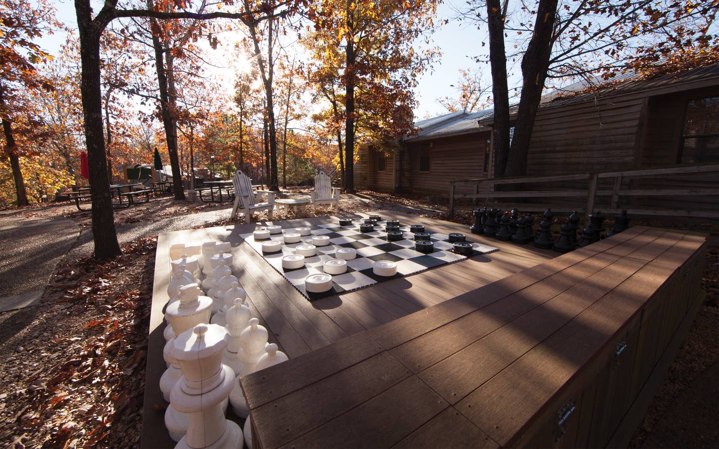 Outdoor giant checkers at Ozark Mountain Resort in Kimberling City, Missouri.