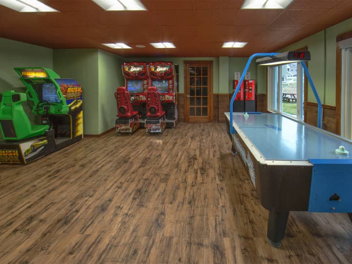 Arcade with air hockey at Mount Ascutney Resort in Brownsville, Vermont.