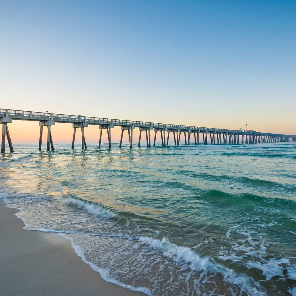 View of ocean at Panama City Beach in Florida.