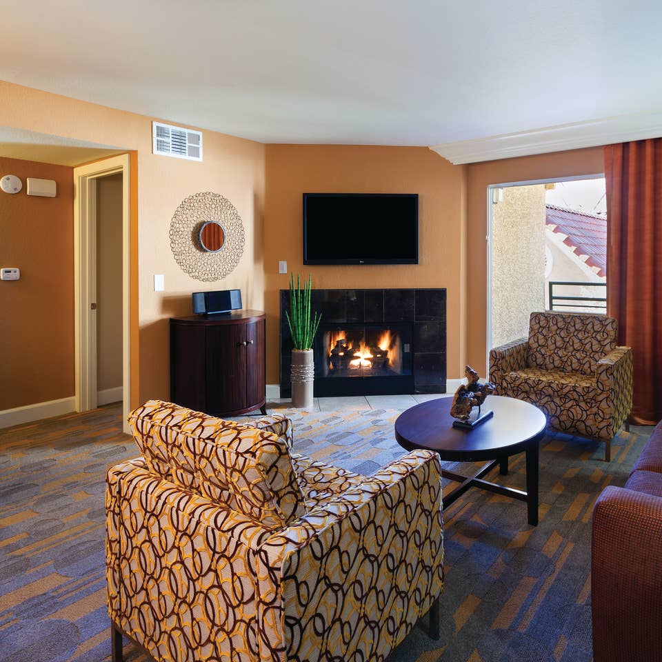 Living room in a one-bedroom villa at Desert Club Resort in Las Vegas