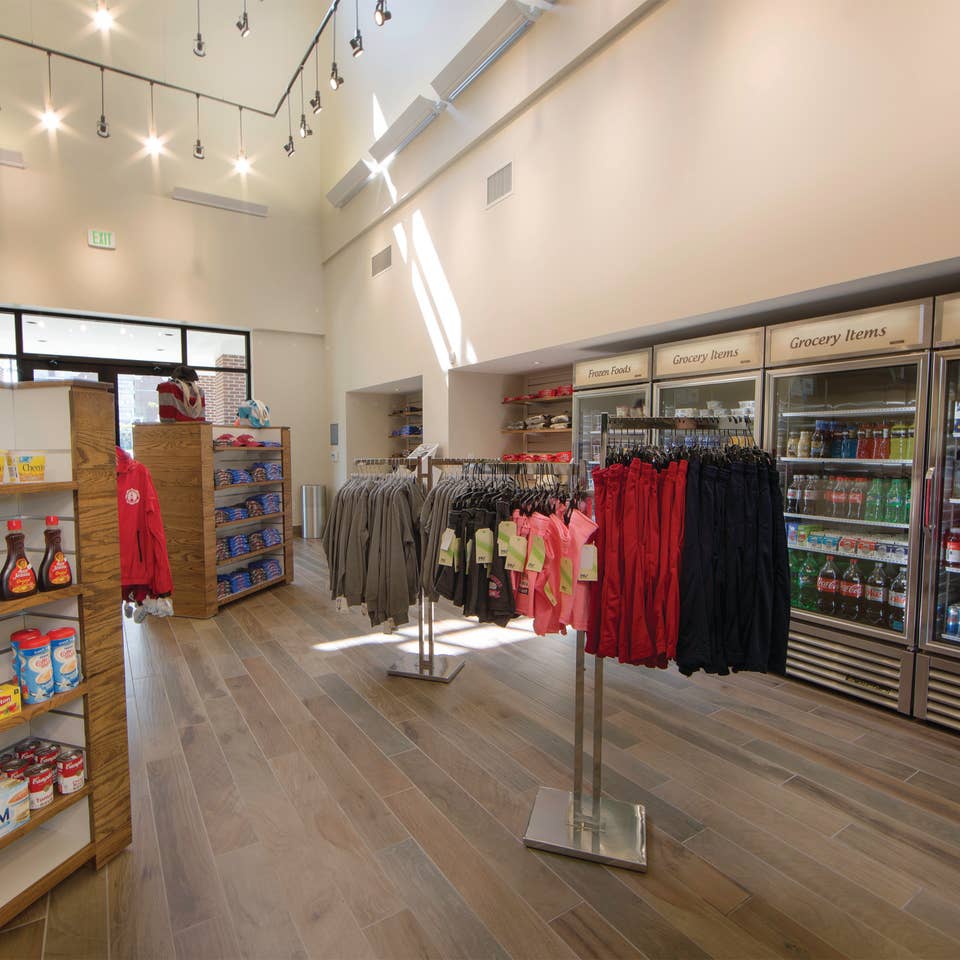 Marketplace with souvenirs and grocery items at Williamsburg Resort.